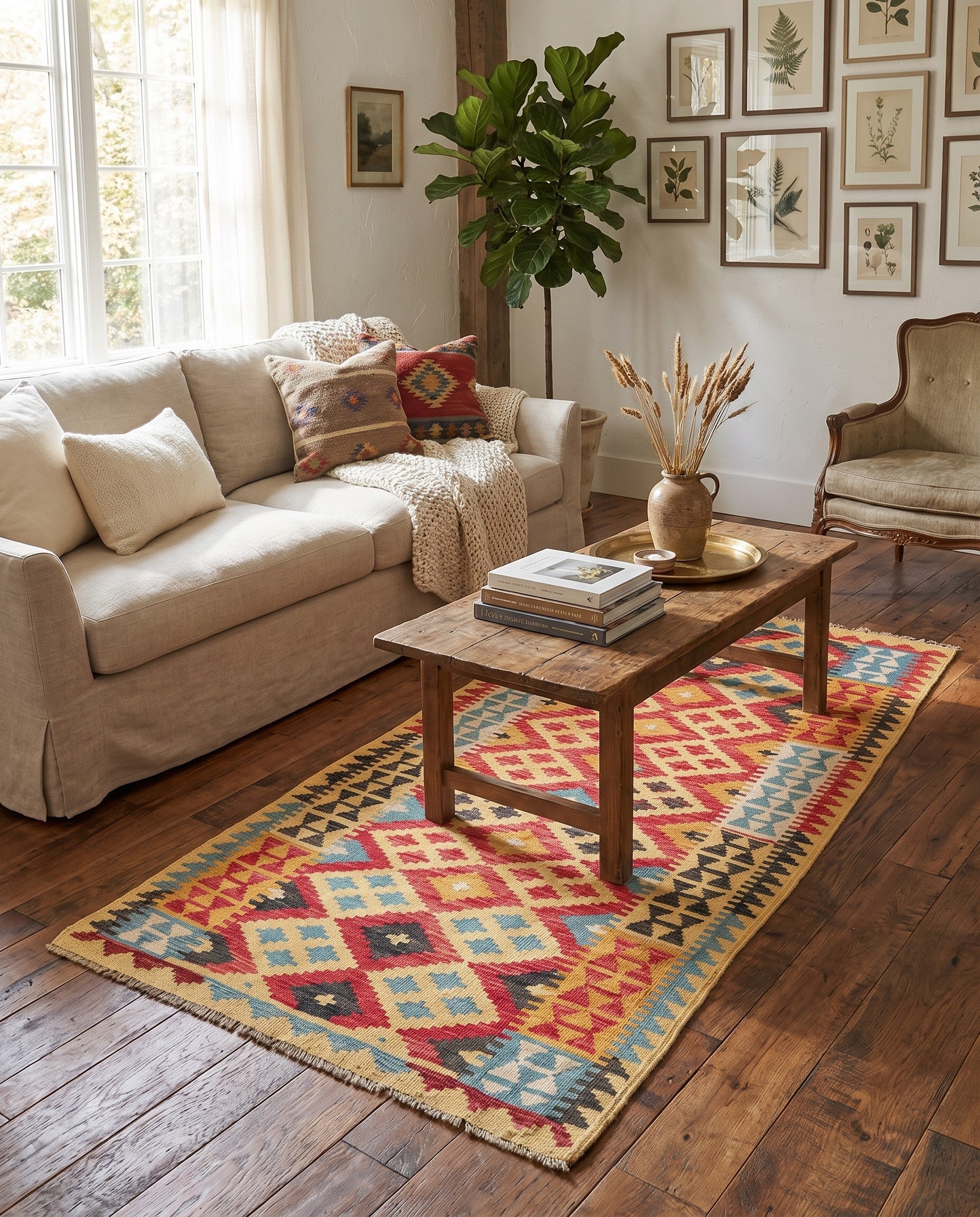 3' 3 x 6' 1 Hand Woven Kilim Maymana Wool Rug