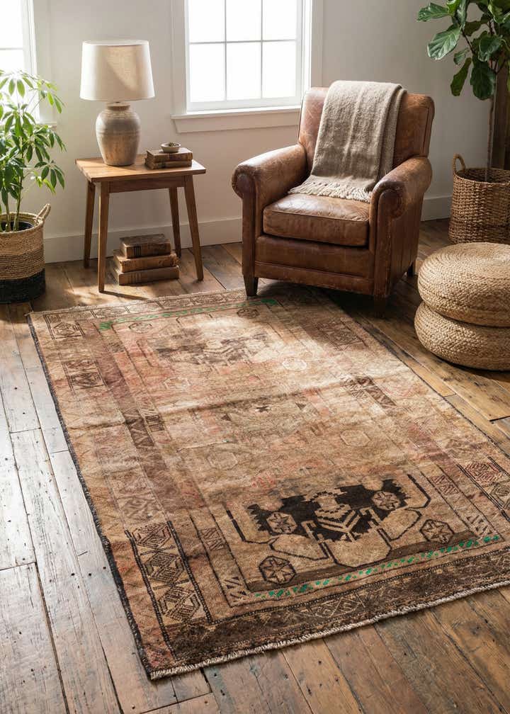 3' 10 x 6' 3 Hand Knotted Ultra Vintage Persian Wool Rug