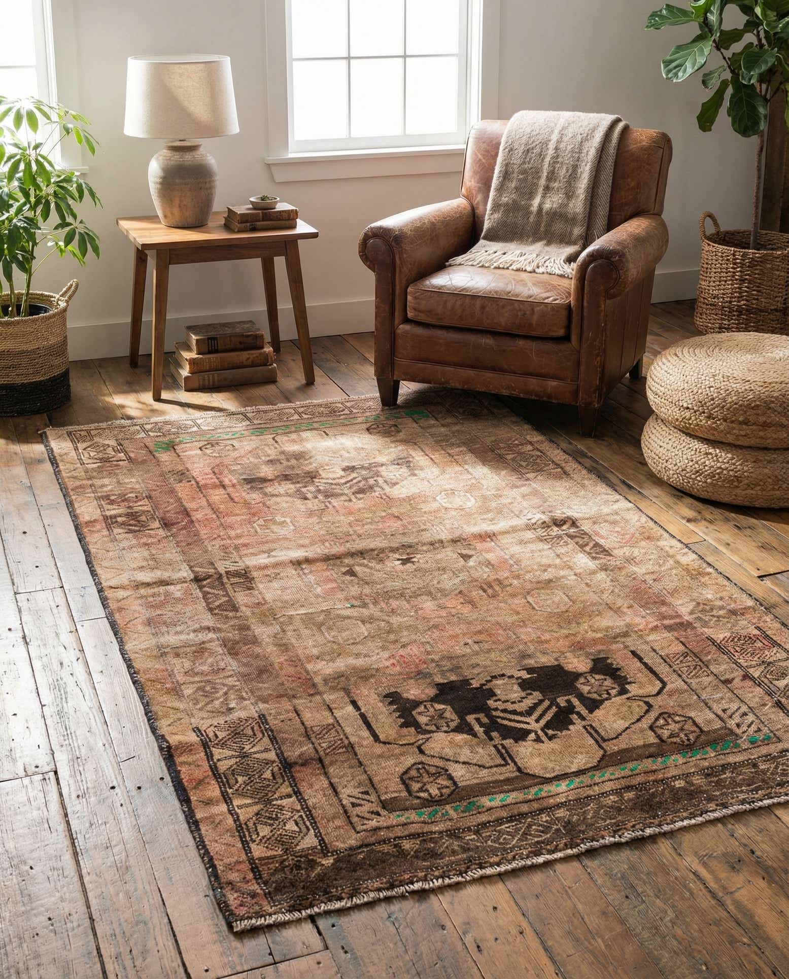 3' 10 x 6' 3 Hand Knotted Ultra Vintage Persian Wool Rug
