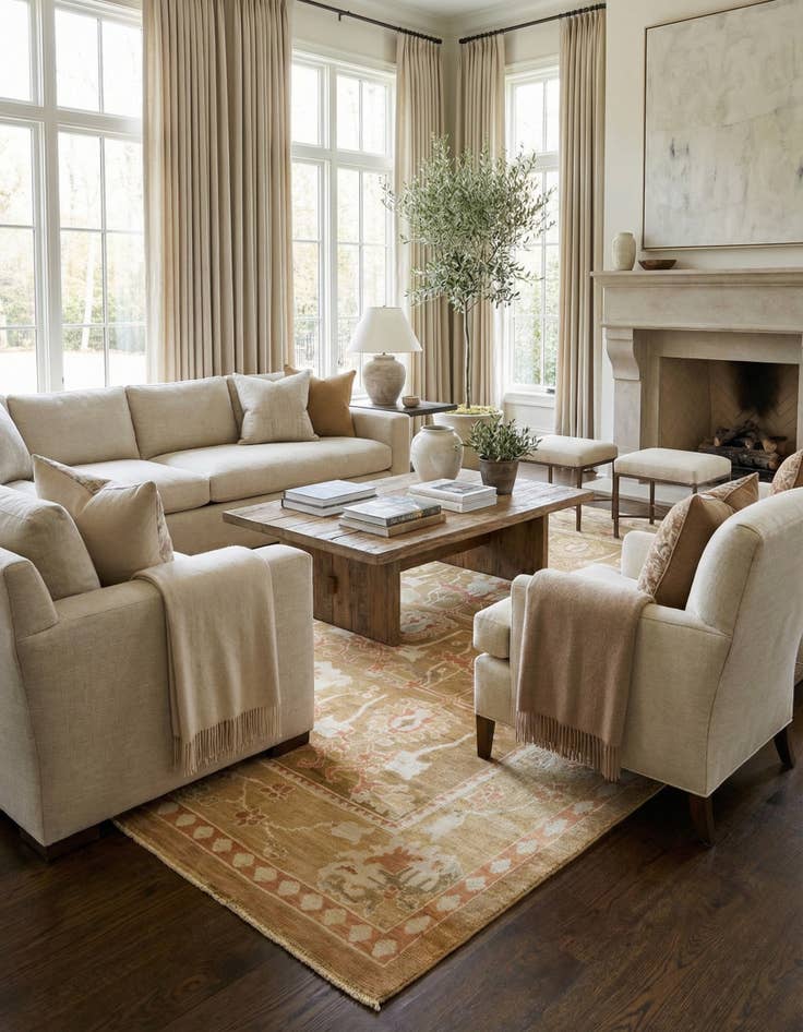 Detail image of  11' x 14' 3  Hand Knotted Oushak Wool Rug