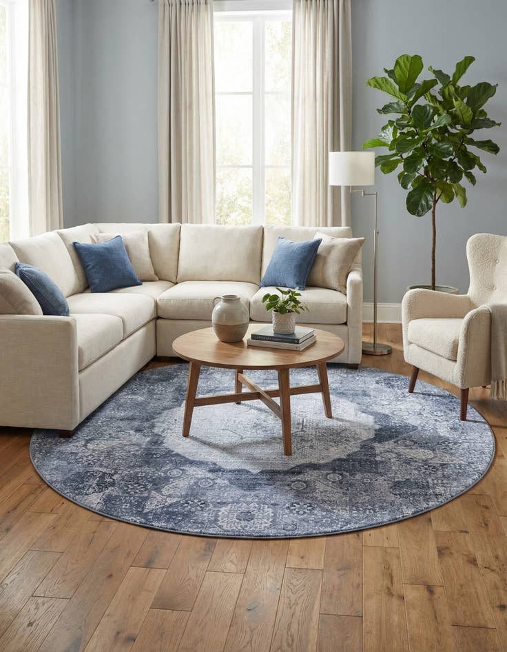 Detail image of  7' 10 x 7' 10  Washable Yara Round Rug