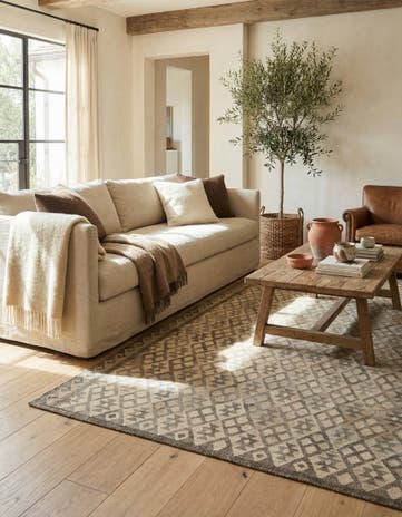 7' 2 x 9' 11 Hand Woven Kilim Maymana Wool Rug