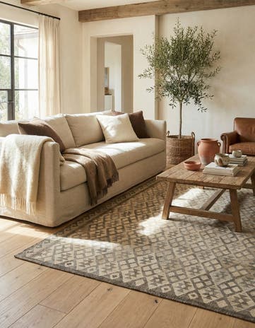 7' 2 x 9' 11 Hand Woven Kilim Maymana Wool Rug