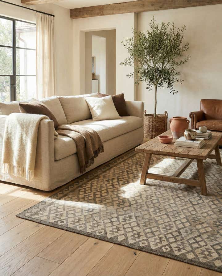 7' 2 x 9' 11 Hand Woven Kilim Maymana Wool Rug