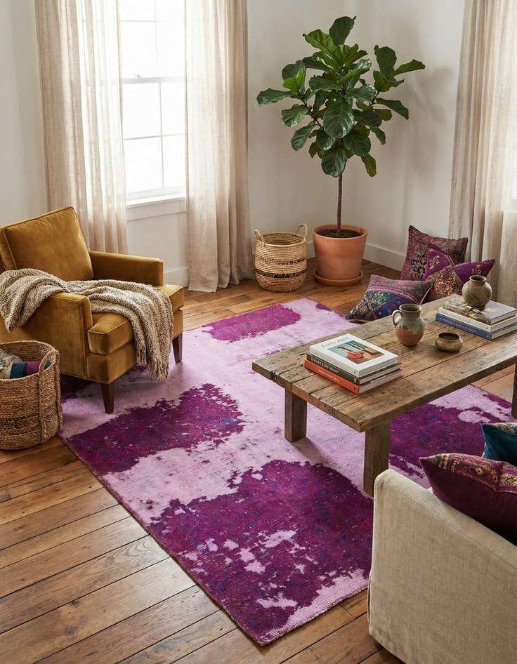 Detail image of 4' 6 x 5' 6  Hand Knotted Ultra Vintage Persian Wool Square Rug