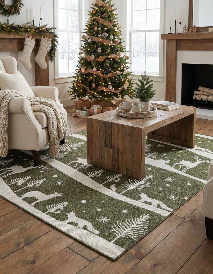 Detail image of  5' 3 x 8'  Washable Holiday Indoor / Outdoor Rug