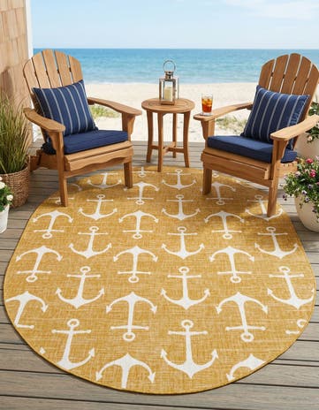 7' 10 x 10' Easy-Clean Coastal Indoor / Outdoor Oval Rug