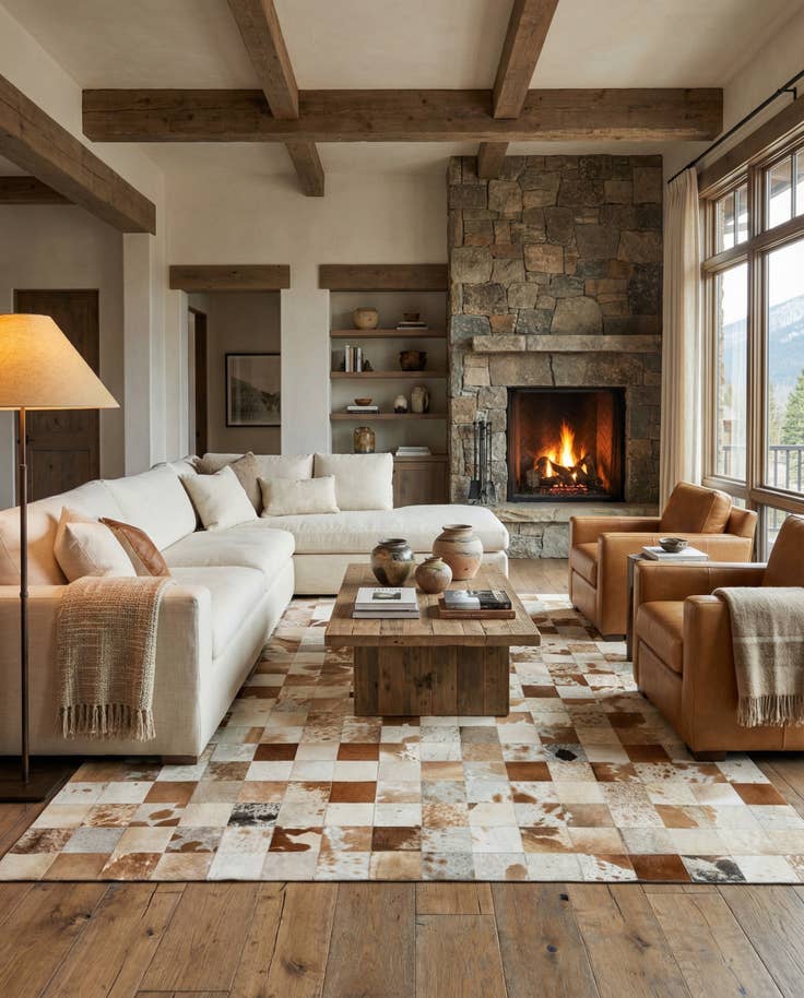 Detail image of 8' 1 x 9' 11 Cowhide - Patchwork Rug