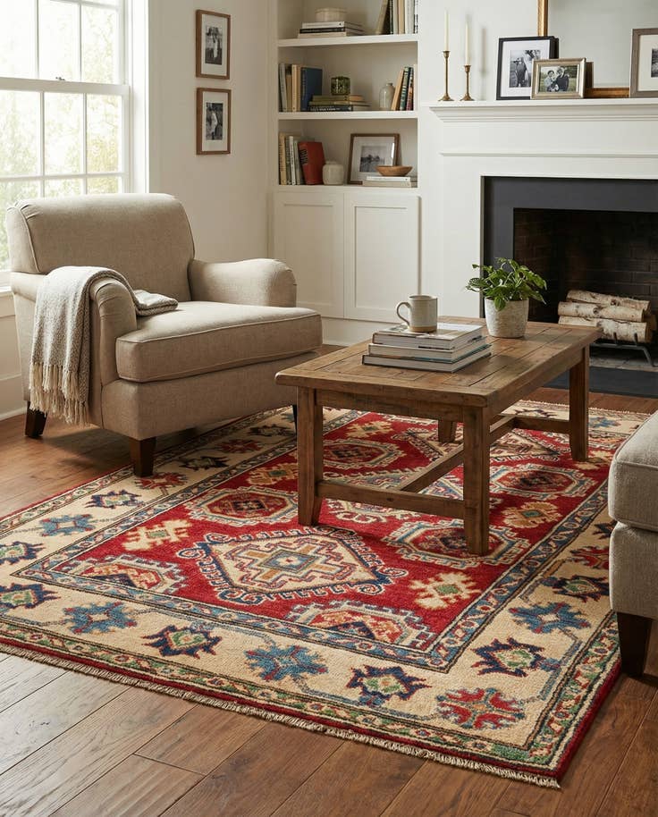 Detail image of 3' 4 x 5' Hand Knotted Kazak Rug