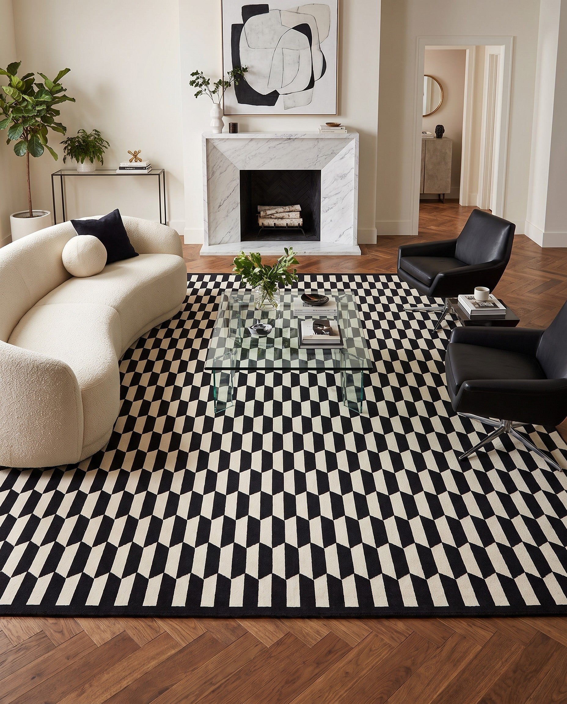 Black and White Milano Square Rug