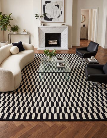 Black and White Milano Square Rug