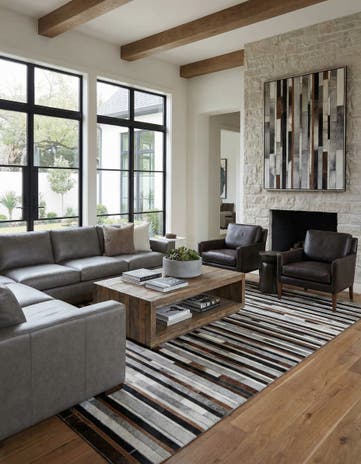 5' x 7' 10 Cowhide Leather Rug