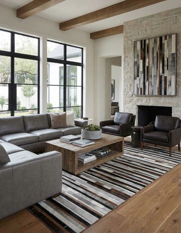 5' x 7' 10 Cowhide Leather Rug
