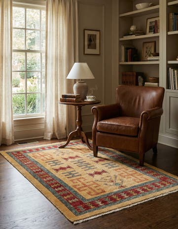 3' 4 x 5' 1 Hand Knotted Ziegler Wool Rug