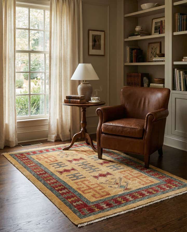 3' 4 x 5' 1 Hand Knotted Ziegler Wool Rug