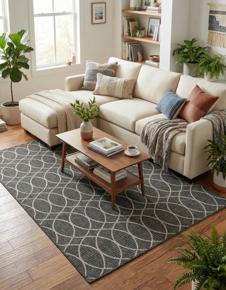 Detail image of 5' 3 x 8'  Washable Trellis Indoor / Outdoor Rug