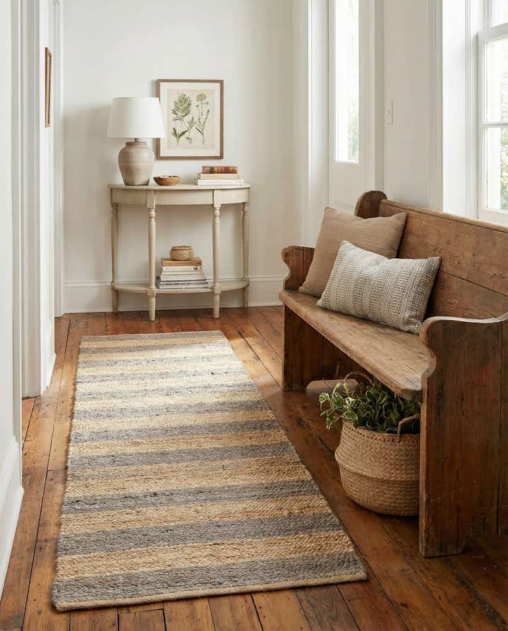 65cm x 245cm Handgefertigt Braided Jute Läufer Teppich