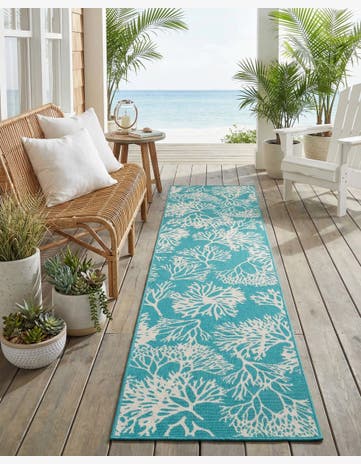 2' 7 x 12' Easy-Clean Coastal Indoor / Outdoor Runner Rug