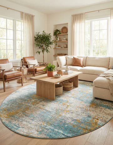 Cream Blue Paragon Oval Rug
