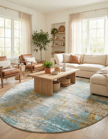 Cream Blue Paragon Oval Rug