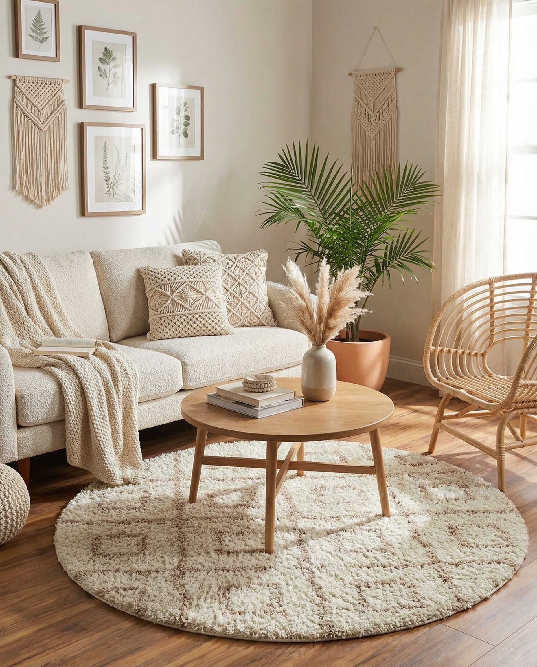  5' 3 x 5' 3 Lattice Shag Round Rug