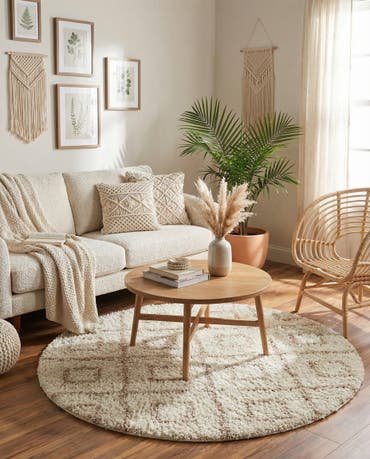  5' 3 x 5' 3 Lattice Shag Round Rug