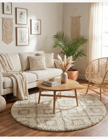 5' 3 x 5' 3 Trellis Shag Round Rug