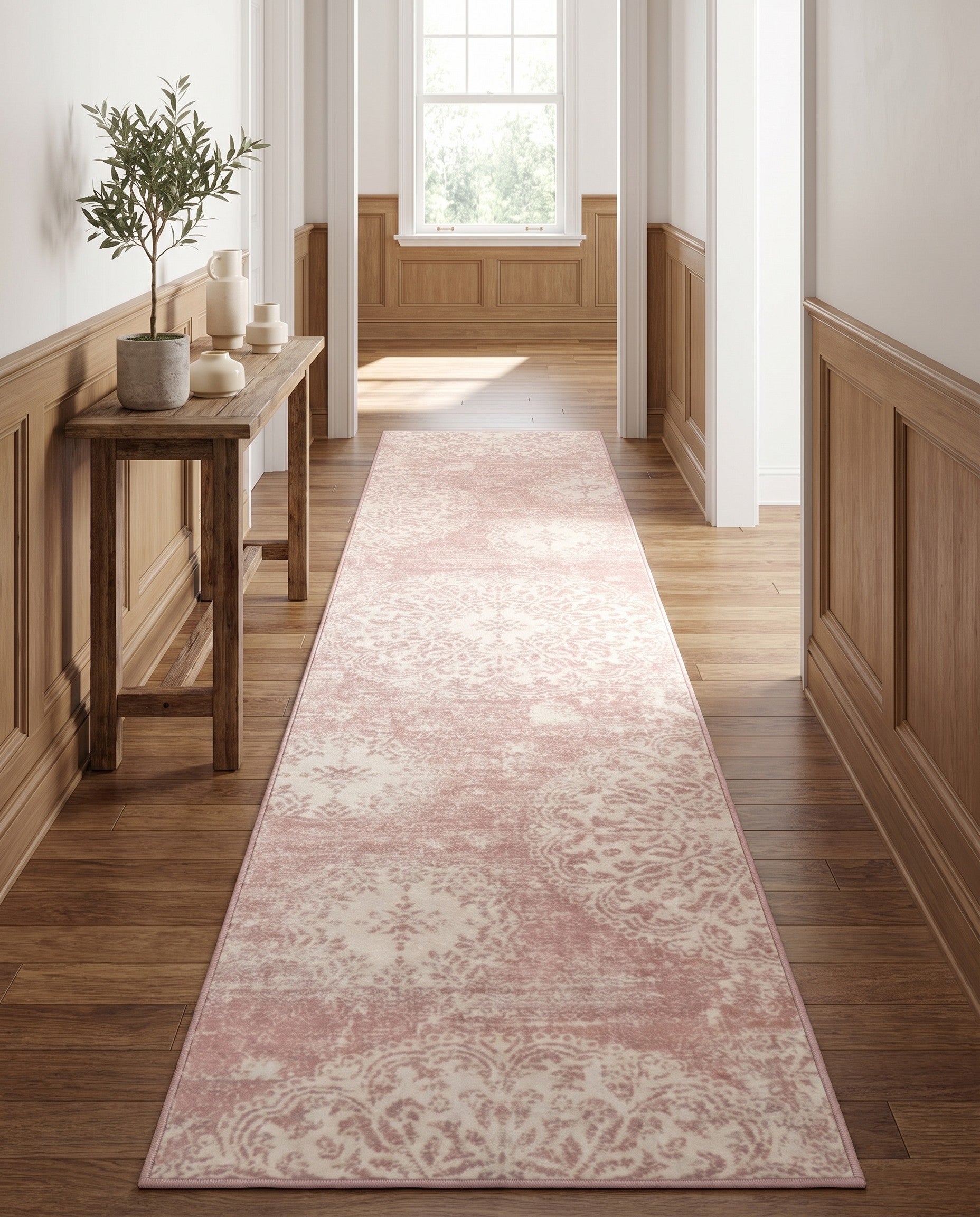 Ivory and Rose Pink Monte Carlo Runner Rug