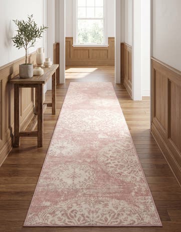 Ivory and Rose Pink Monte Carlo Runner Rug