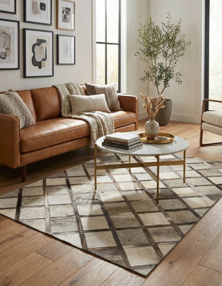 Detail image of  4' 1 x 6' 3 Cowhide Stocks Rug