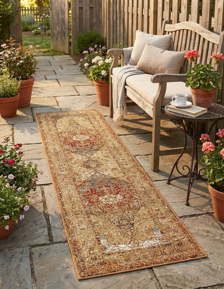 Detail image of 2' x 8'  Washable Traditional Indoor / Outdoor Runner Rug
