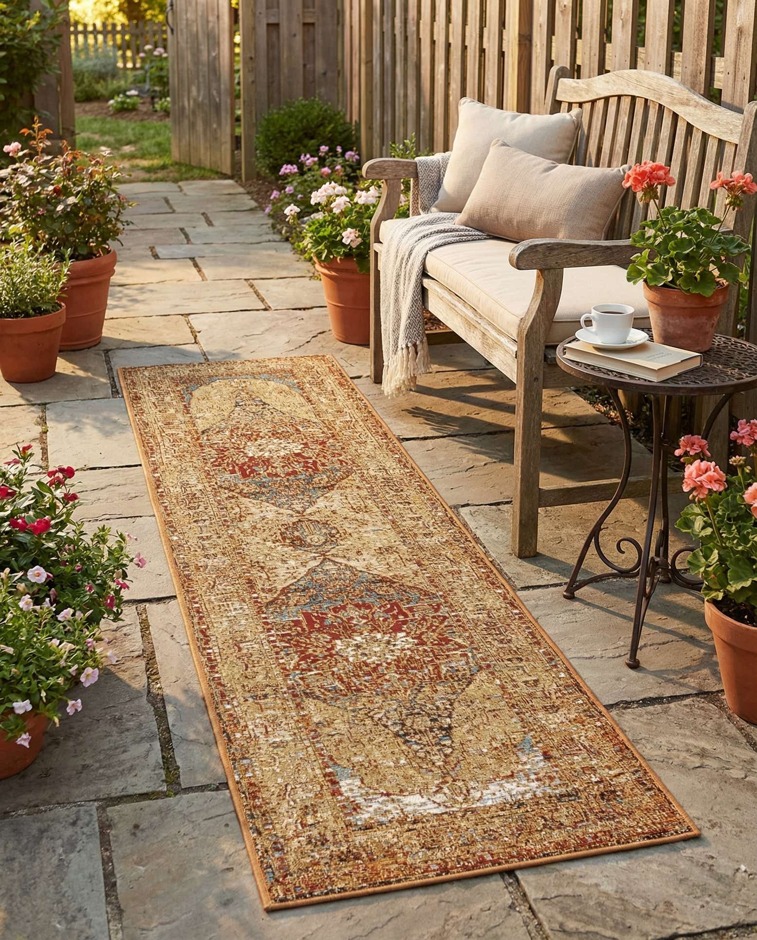 2' x 8' Easy-Clean Traditional Indoor / Outdoor Runner Rug