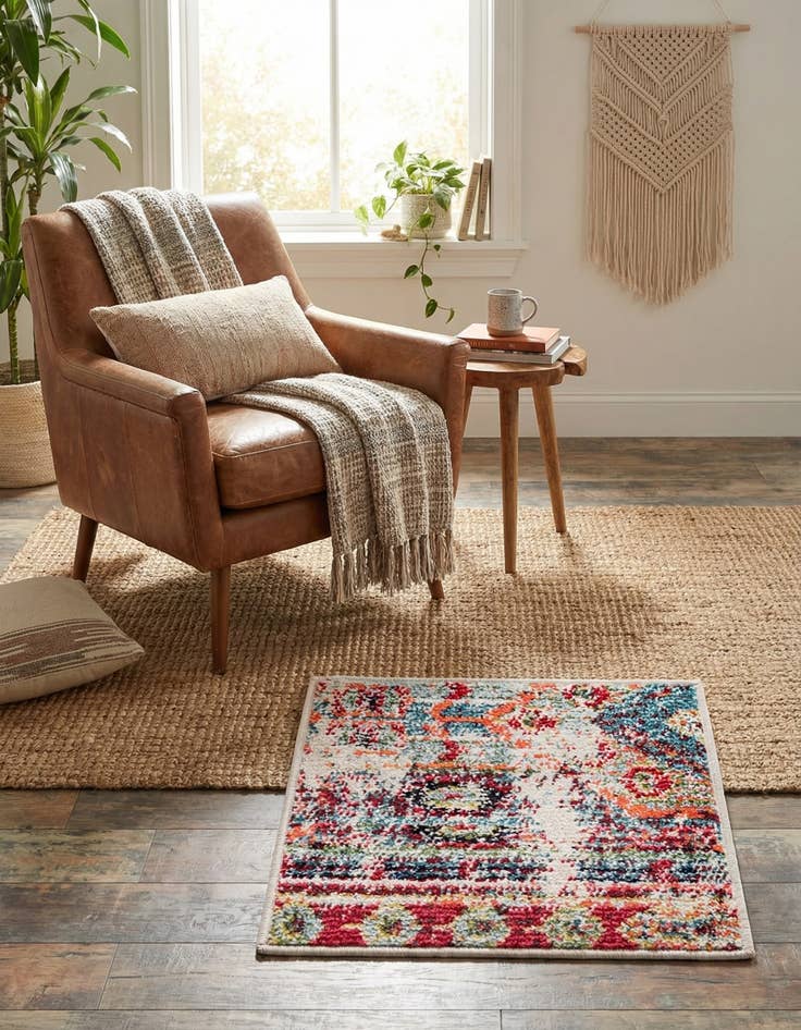 Detail image of 1' 4 x 1' 4  Washable Santa Fe Sample Rug