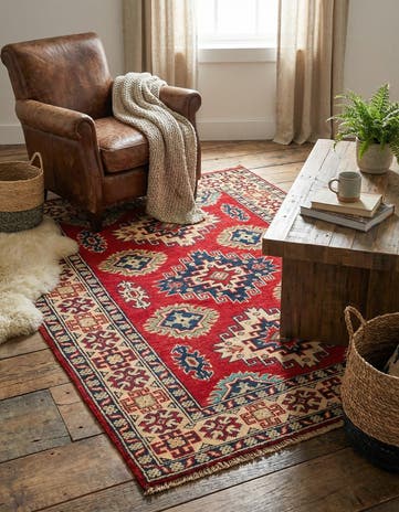3' 5 x 4' 10 Hand Knotted Kazak Rug