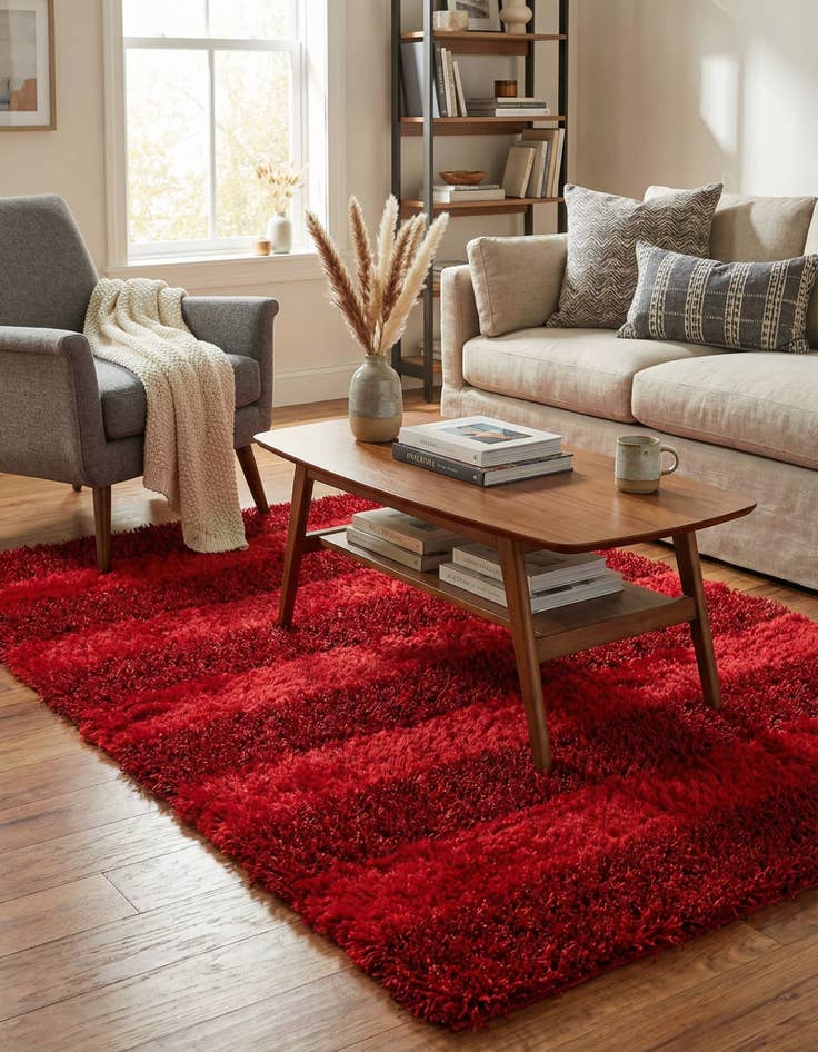 Detail image of 5' 2 x 6' 7  Hand Knotted Solid Shag Oriental Rug