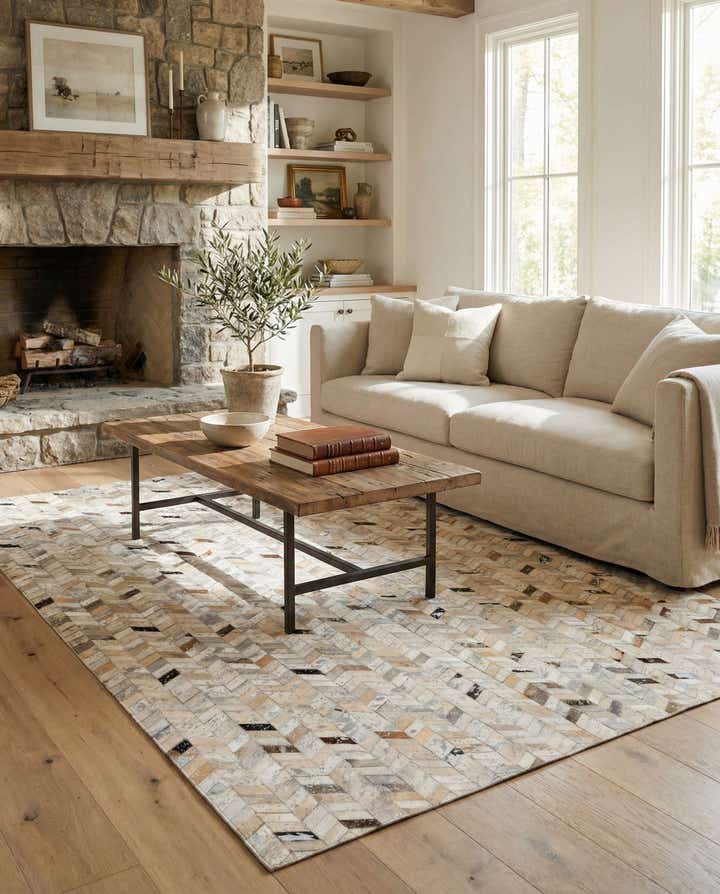 5' 3 x 7' 6 Cowhide Stocks Rug