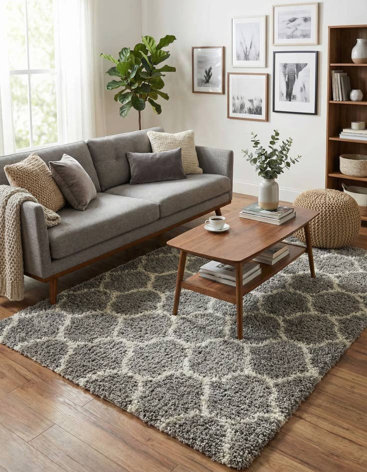 Detail image of  10' x 10' Lattice Shag Square Rug