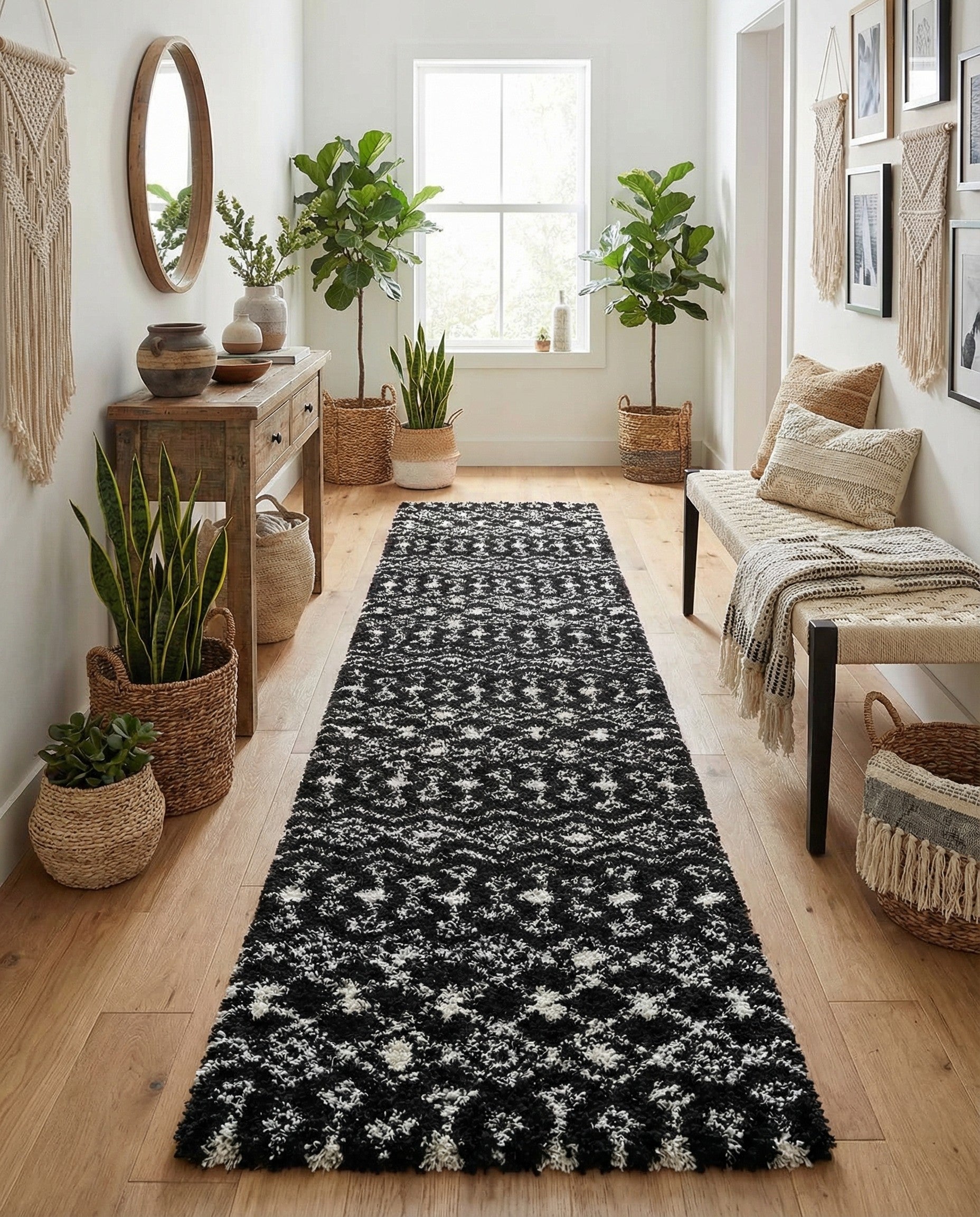  3' 3 x 16' 5 Moroccan Trellis Shag Runner Rug