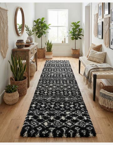 3' 3 x 16' 5 Moroccan Trellis Shag Runner Rug