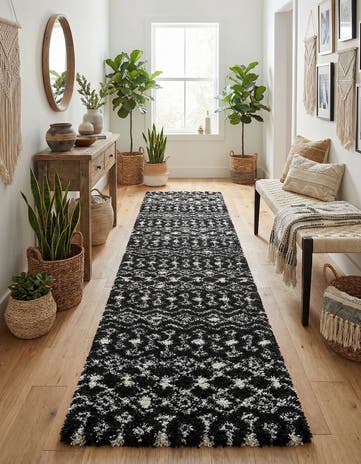 3' 3 x 16' 5 Moroccan Trellis Shag Runner Rug