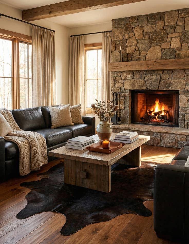 Detail image of 5' 3 x 6' 5 Cowhide Leather Rug