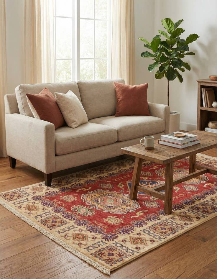 Detail image of 3' 4 x 4' 10  Hand Knotted Kazak Oriental Rug