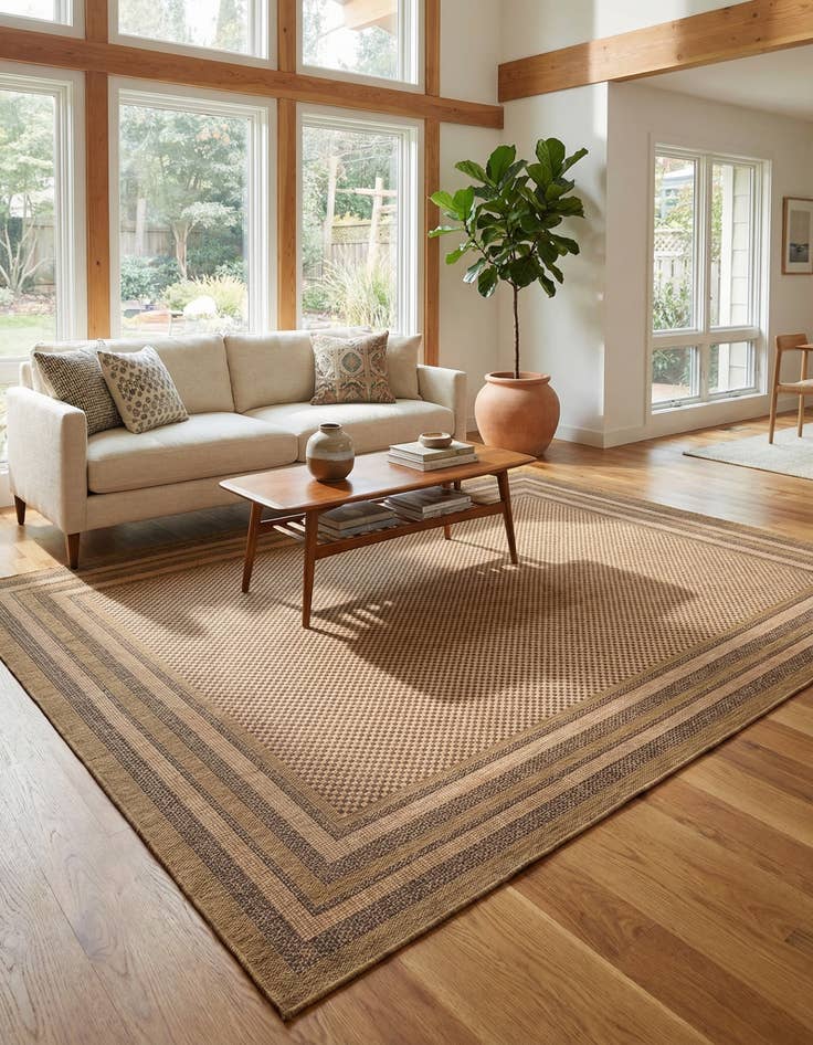 Detail image of 7' x 10'  Washable Border Indoor / Outdoor Rug