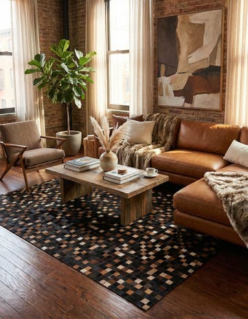 5' 1 x 8' Cowhide Leather Rug