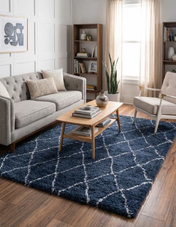Navy Blue Moroccan Shag Rug