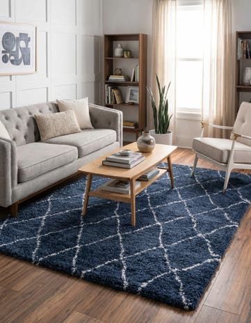 Navy Blue Moroccan Shag Rug