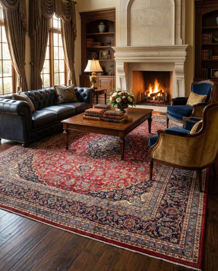 9' 7 x 12' 4 Hand Knotted Mashad Persian Wool Rug