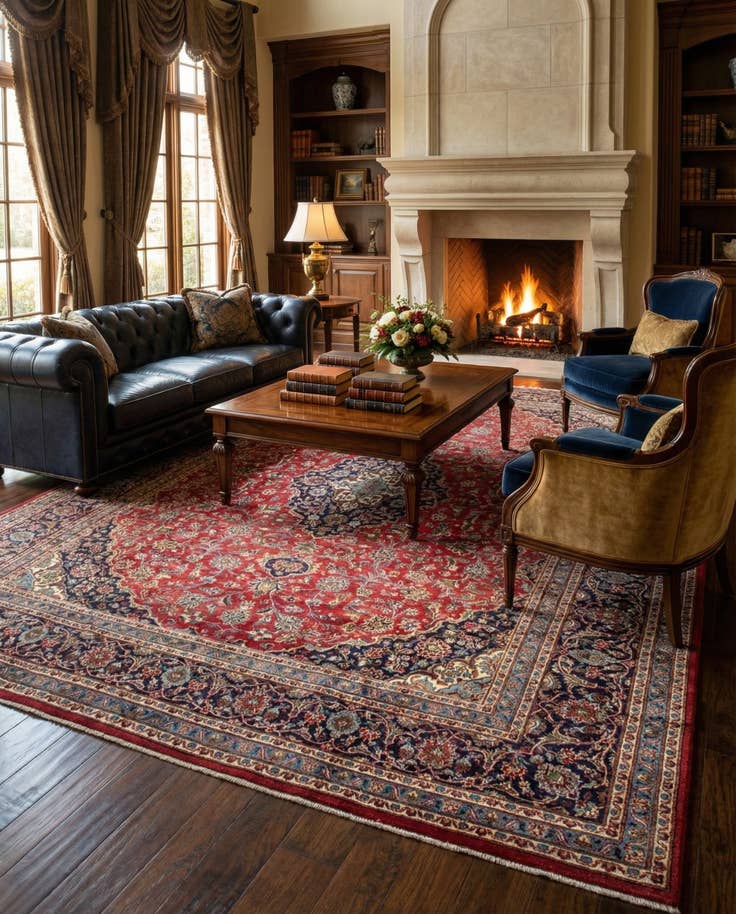 Detail image of 9' 7 x 12' 4 Hand Knotted Mashad Persian Wool Rug