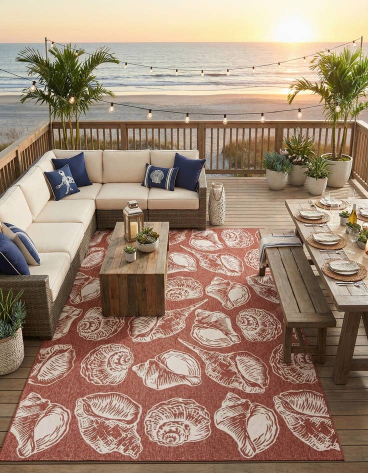 Detail image of 10' x 14'  Washable Coastal Indoor / Outdoor Rug
