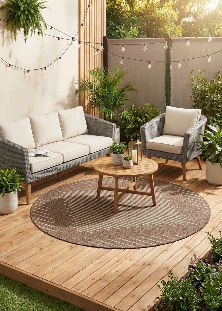 7' 10 x 7' 10 Easy-Clean Modern Indoor / Outdoor Round Rug